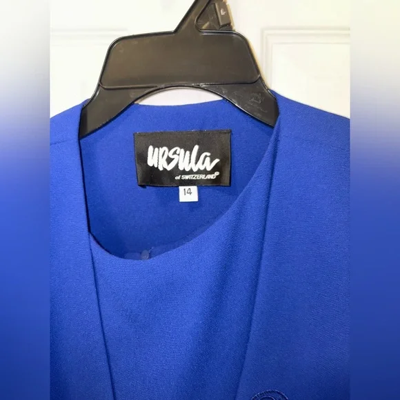 Ursula of Switzerland Vintage Dress Jacket Sequins 14 Royal  Blue Wedding - Picture 3 of 11